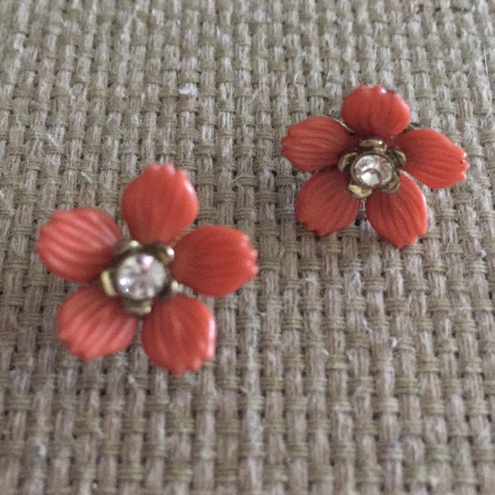 Anthropologie Flower Jeweled Studs